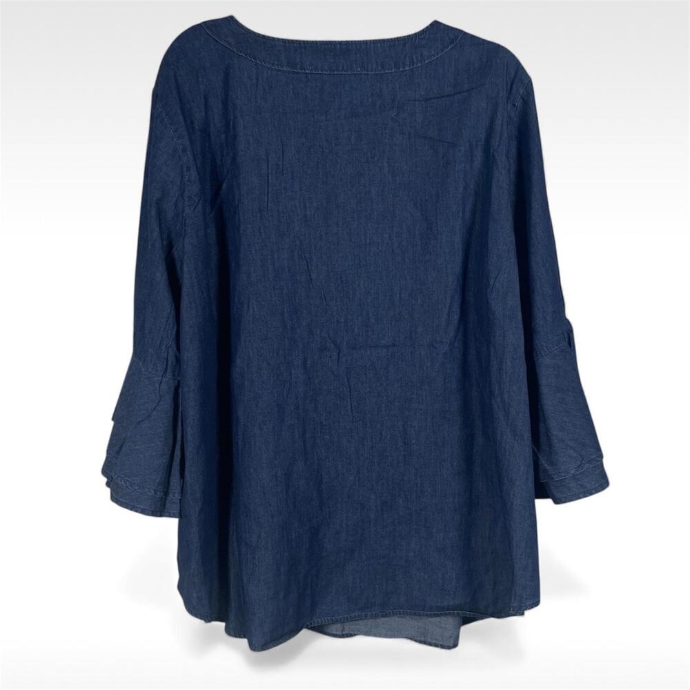 Philosophy Womans 2X Denim Tunic Top | NWT | V-Neck Cotton Dark Wash $88 - Picture 3 of 9